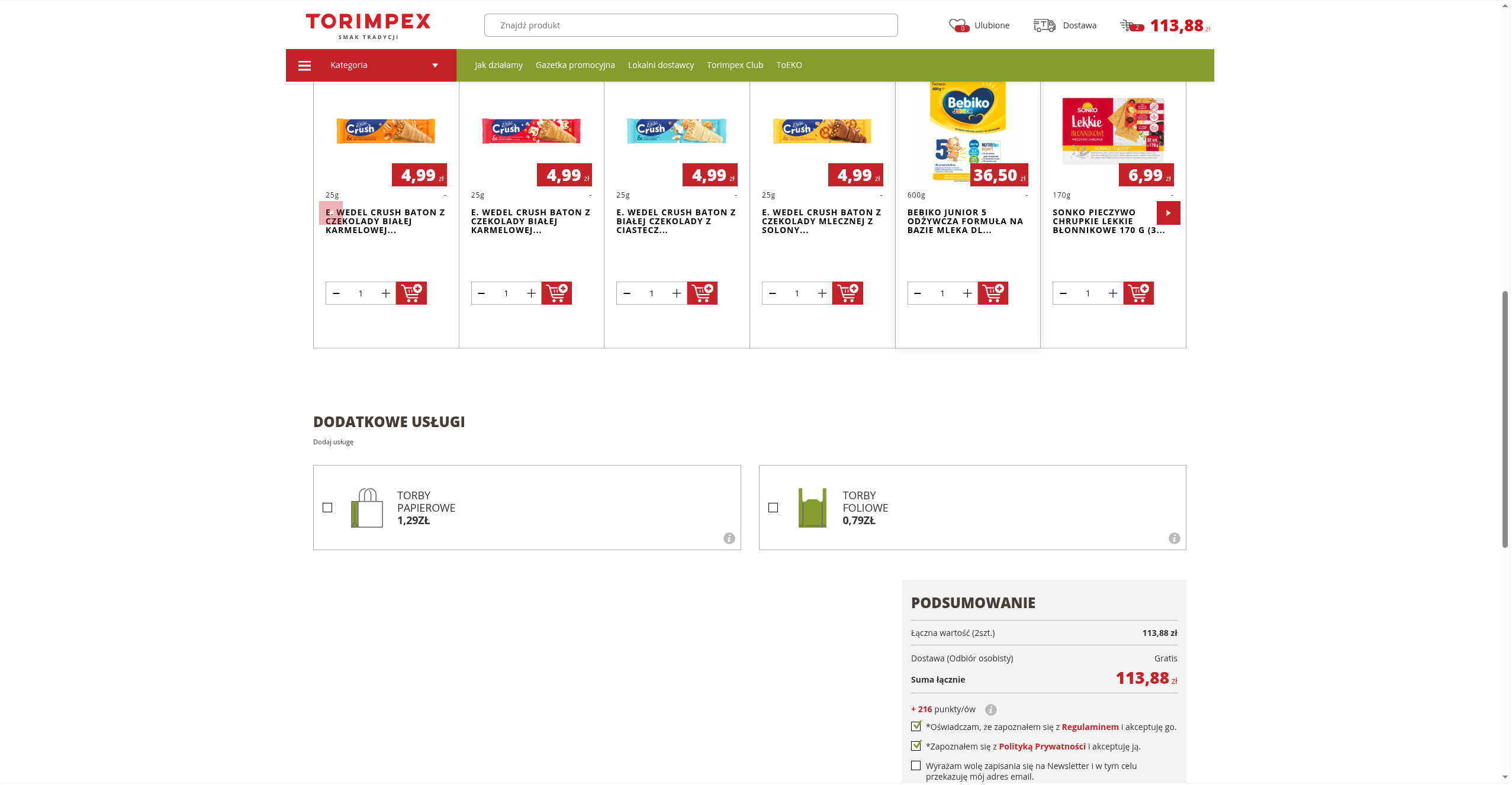 Naprawa checkoutu — Torimpex